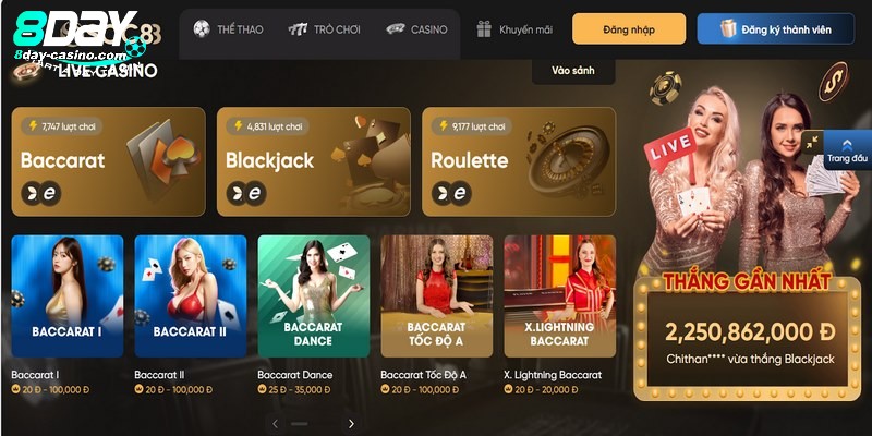 Một điểm nhấn không thể bỏ qua tại nhà cái chính là game Live casino